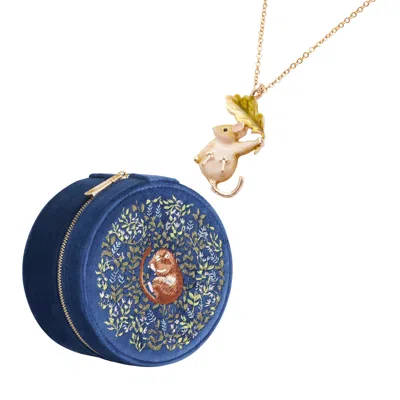 Fable England Women's Blue Chloe Dormouse Jewellery Box - Navy & Enamel Dormouse Necklace