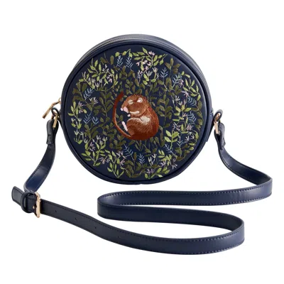 Fable England Women's Blue   X Chloe Giordani Dormouse Embroidered Round Saddle Bag - Navy