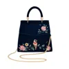 Fable England Women's Blue Rosy Posy Embroidered Mini Top Handle Tote In Blue