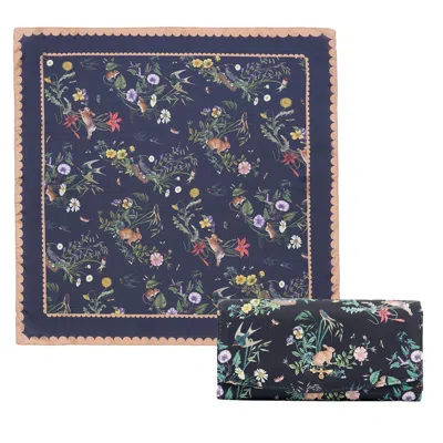 Fable England Women's Blue Running Bunny Toile Square Scarf & Running Bunny Large Purse Set