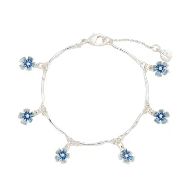 Fable England Women's Blue / Silver Forget Me Not Silver Bracelet