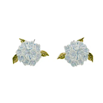 Fable England Women's Blue / Silver Hydrangea Silver Earrings