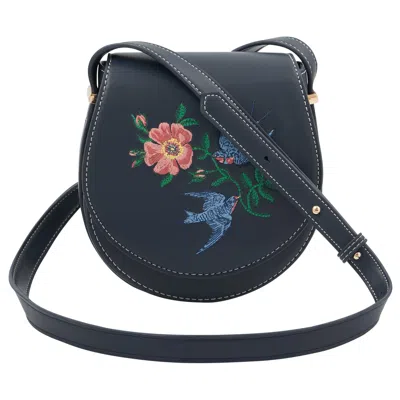 Fable England Women's Blue Swooping Swallows Saddle Bag