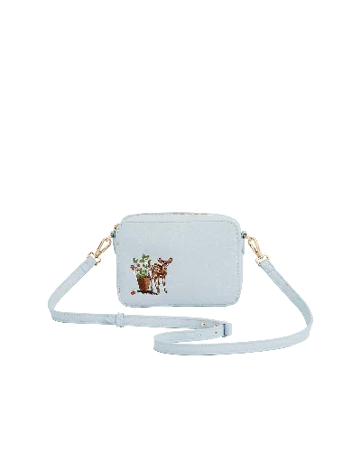 Fable England Women's Charlotte Strawberry & Fawn Blue Embroidered Camera Bag