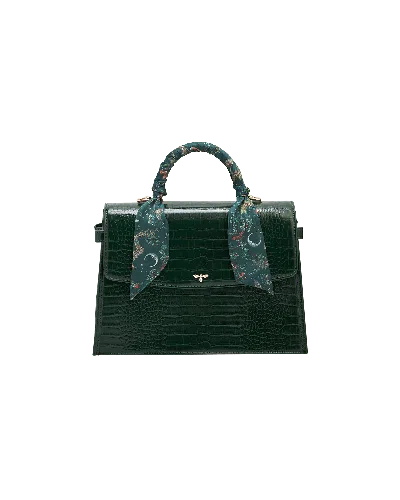 Fable England Women's Eliza Top Handle Bag In Forest Green Croc