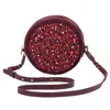Fable England Women's  Mushroom Embroidered Velvet Circle Bag - Burgundy