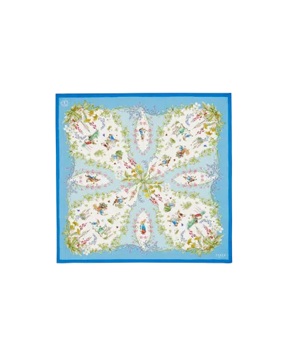Fable England Women's  X Peter Rabbit Blue Narrative Silk Blend Square Scarf