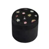 Fable England Women's Floral Ditsy Embroidered Black Velvet Jewellery Box