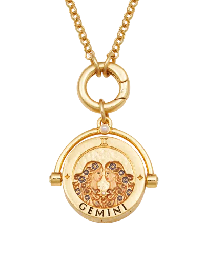 Fable England Women's Gemini Zodiac Spinner Necklace In Gold