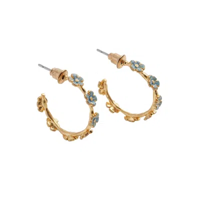 Fable England Women's Gold / Blue Forget-me-not Stud Hoop Earrings