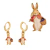 Fable England Women's Gold  X Peter Rabbit Cotton-tail Earrings & Brooch Set