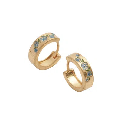 Fable England Women's Gold Forget-me-not Mini Hoop Earrings