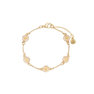 Fable England Women's Gold / White Daisy Chain Bracelet