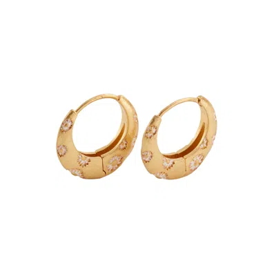 Fable England Women's Gold / Yellow / Orange Daisy Hoop Earrings
