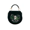 Fable England Women's Green Badger Embroidered Top Handle Saddle Bag In Green