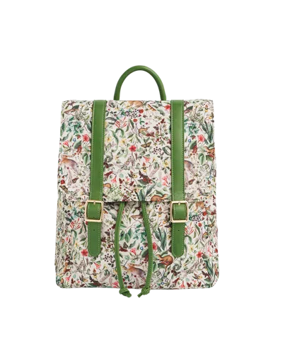 Fable England Women's Green Garden Floral Buckle Backpack