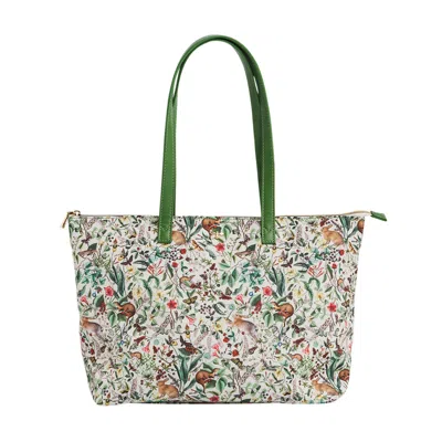 Fable England Women's Green Garden Floral Grab Tote