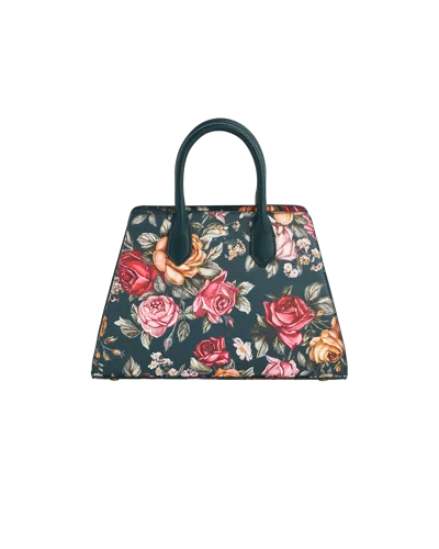 Fable England Women's Green / Pink Teal Roses Structured Tote Medium In Multi