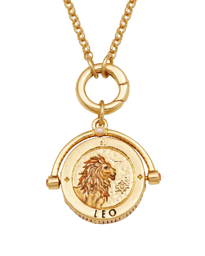 Fable England Women's Leo Zodiac Spinner Necklace In Gold