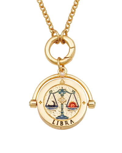 Fable England Women's Libra Zodiac Spinner Necklace In Gold
