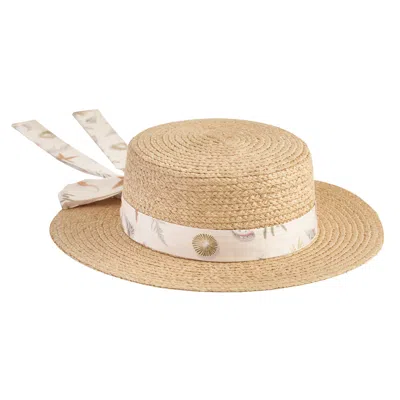 Fable England Women's Neutrals Fable Whispering Sand Vintage Sand Raffia Hat In Gold