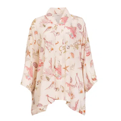Fable England Women's Neutrals Fable Whispering Sands Lotus Pink Short Kimono In Multi