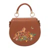 Fable England Women's Neutrals Fox & Pumpkin Embroidered Saddle Bag - Tan