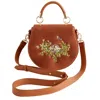 Fable England Women's Neutrals Sleepy Fawn Embroidered Satin Saddle Bag In Brown