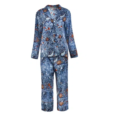 Fable England Women's Nocturnal Garden Pyjamas Midnight Blue