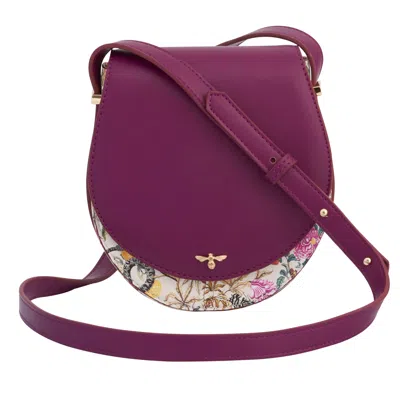 Fable England Women's Pink / Purple  X Natural History Museum Floral Engravings Saddle Bag - Plum