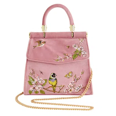 Fable England Women's Pink / Purple Morning Song Bird Embroidered Mini Tote - Pink