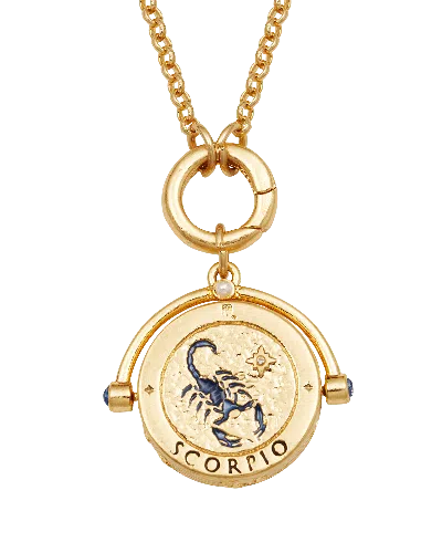 Fable England Women's Scorpio Zodiac Spinner Necklace In Gold