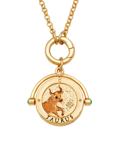 Fable England Women's Taurus Zodiac Spinner Necklace In Gold