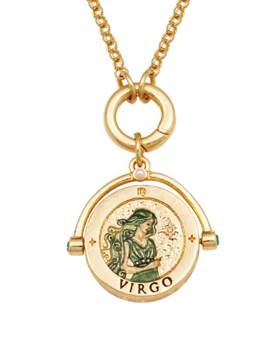Fable England Women's Virgo Zodiac Spinner Necklace In Gold