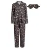 Fable England Women's Wonderland Black Pyjamas & Wonderland Black Sleep Mask Set In Black
