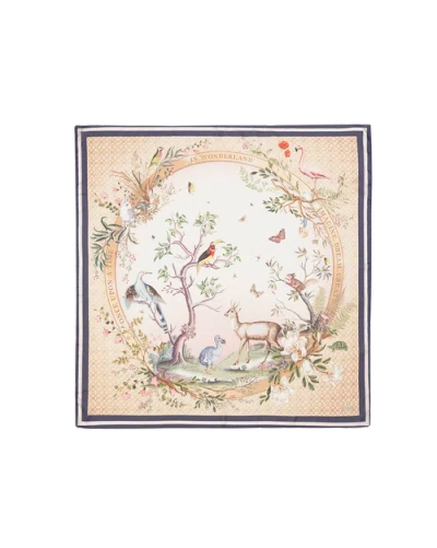 Fable England Wonderland Narrative Square Scarf In Brown