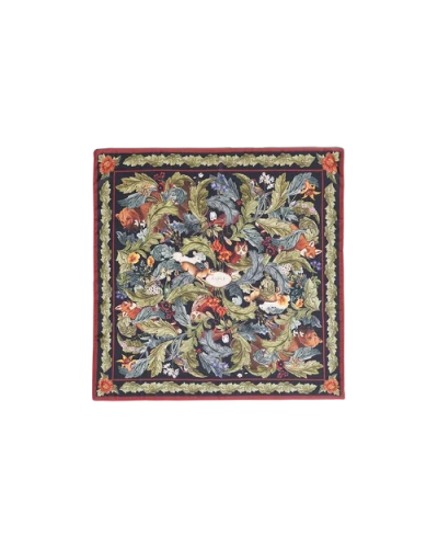 Fable England Woodland Solstice Square Scarf In Burgundy