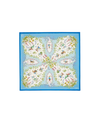 Fable England X Peter Rabbit Blue Narrative Silk Blend Square Scarf
