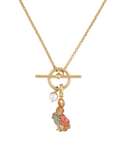 Fable England X Peter Rabbit Cotton-tail Book Charm Toggle Necklace In Gold
