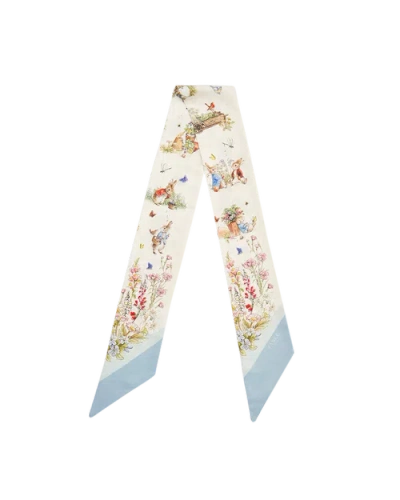 Fable England X Peter Rabbit Cream Skinny Scarf In Blue
