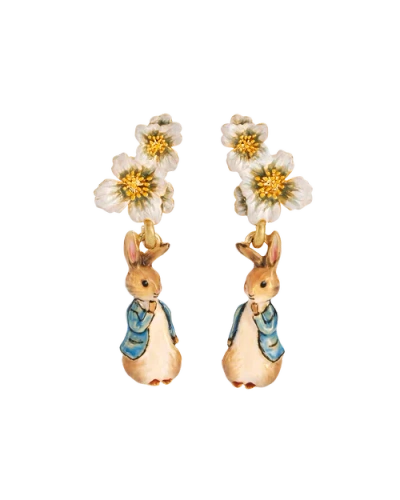 Fable England X Peter Rabbit Floral Drop Earrings In Gold
