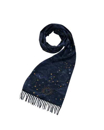 Fable England Zodiac Long Fringed Scarf In Multi