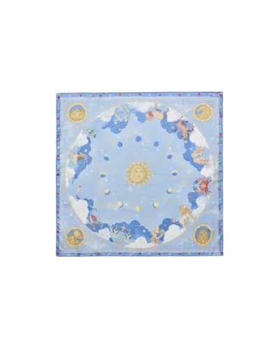 Fable England Zodiac Medium Square Scarf In Blue
