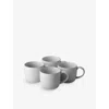 Fable Stone Blue Stackable Ceramic Stoneware Mugs Set Of Four