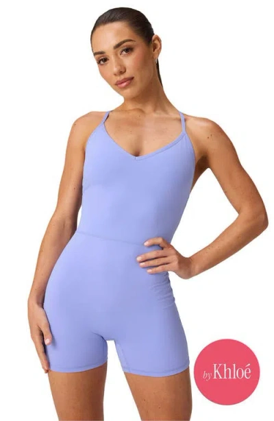 Fabletics Booty Scrunch Pureluxe V-back Jumpsuit 4" In Blue