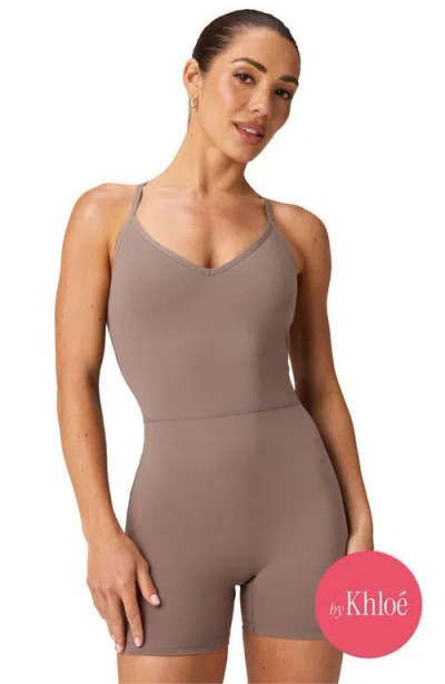 Fabletics Booty Scrunch Pureluxe V-back Jumpsuit 4" In Neutral