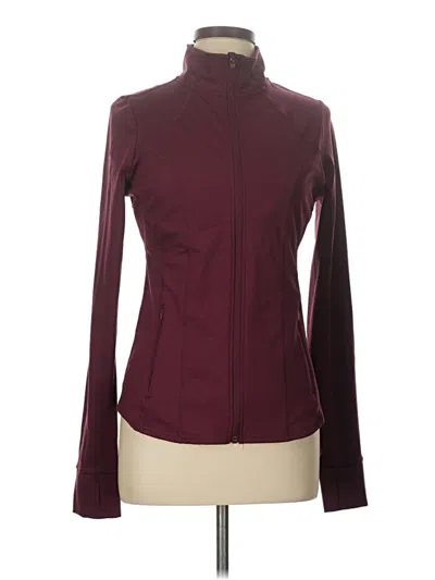 Pre-owned Fabletics Cardigan Sweater In Burgundy