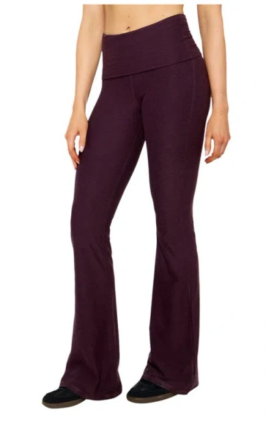 Fabletics Cloud Jersey Foldover Flare In Burgundy