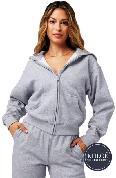 Fabletics Cozy Fleece Full Zip Hoodie In Gray