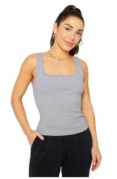 Fabletics Daily Rib Square Neck Tank In Gray
